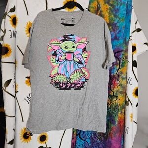 Star Wars x Neff Men's Gray Grogu Baby Yoda Short Sleeve Graphic Shirt Size XL